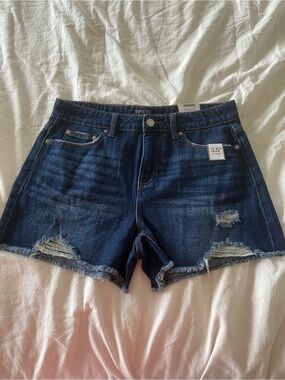 Time and Tru Women’s High Rise Dark Wash Denim Cutoff Shorts Blue Size 4 3.5"